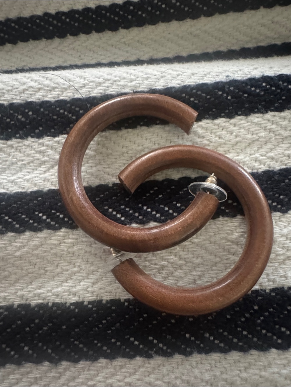 Brown Wooden Hoop Earrings - Classic Circle Studs